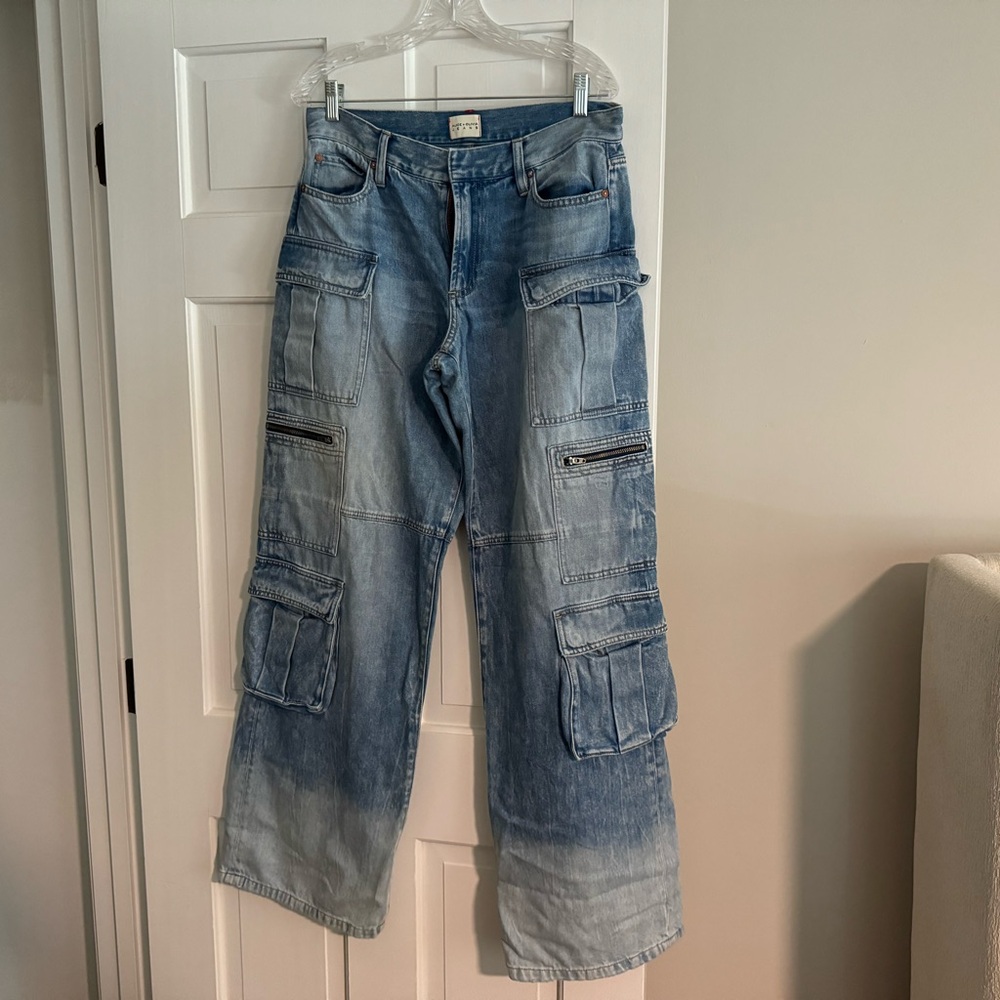 Alice and Olivia Cay Baggy Denim Cargo Pants